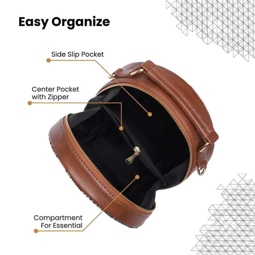 WOTM Round Sling Bag for Women | Travel CrossBody Side Bag for Women | Quirky Sling Purse with Detachable Strap | Birthday Gift for Girls & Girlfriend view 6