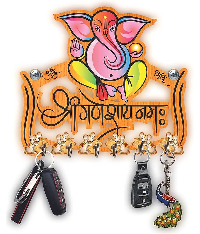 shivaira Multicolour Wood Key Holder - Pack of 1