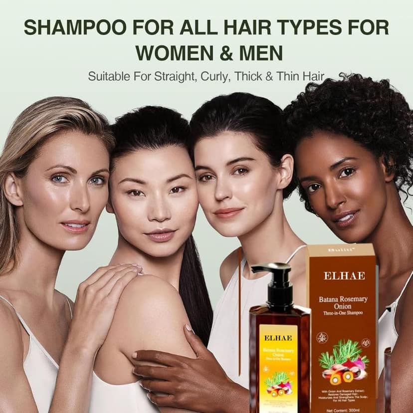 ELHAE 3 in 1 Batana Rosemary Onion Shampoo | Natural Hair Repair Formula | Reduces Hair Fall, Strengthens Roots & Moisturizes Scalp | For All Hair Types | Sulfate-Free, Paraben-Free view 3