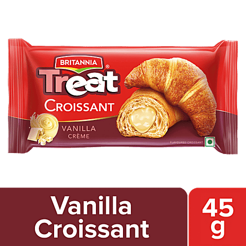 Britannia Treat Croissant - Vanilla Creme Filling, 100% Veg, Soft, 45 g