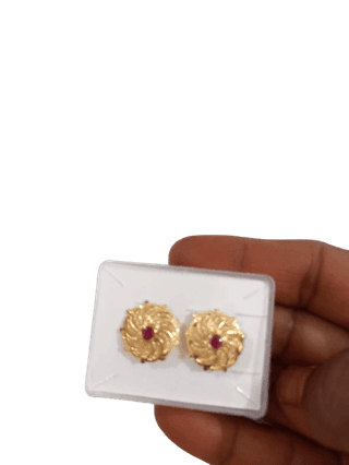 Gold Plated Kundan and Pearl Stud Earrings