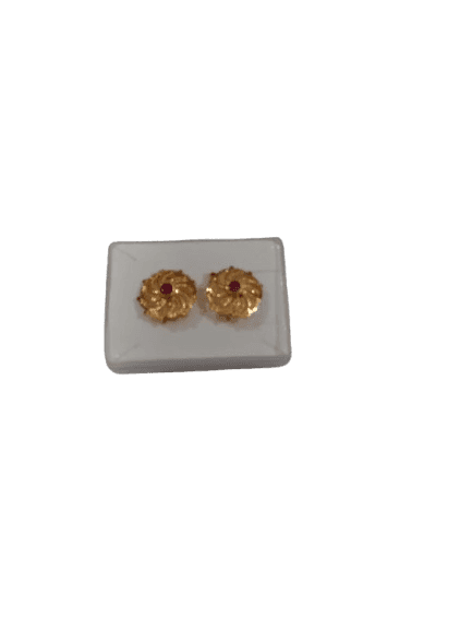 Gold Plated Kundan and Pearl Stud Earrings view 2