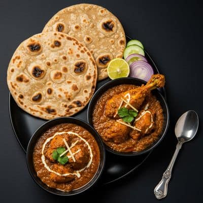 2 Tandoor Rotis With Chicken Kadai
