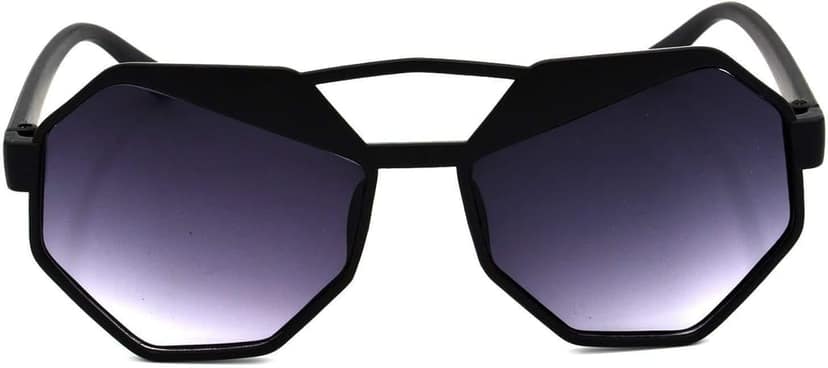 HRINKAR Unisex Round Sunglasses Black & Grey Frame, Grey Lens (Medium) - Pack of 2 view 2