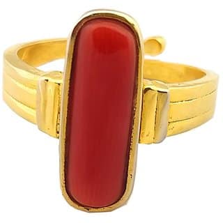 RS Jewellers Certified coral 5.30 Carat Panchdhatu Gold Plating Astrological Ring for Men Women