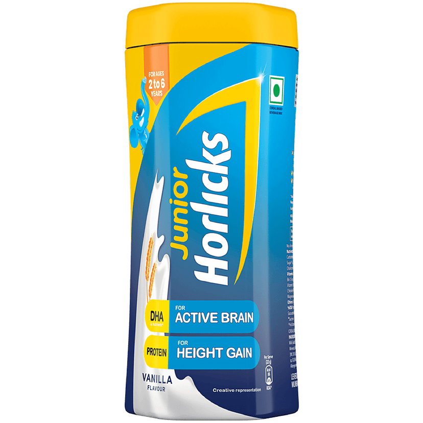 Horlicks Junior Health & Nutrition Drink - With Dha & Nutrients, For Growth, Vanilla Flavour, 500 G Jar view 2