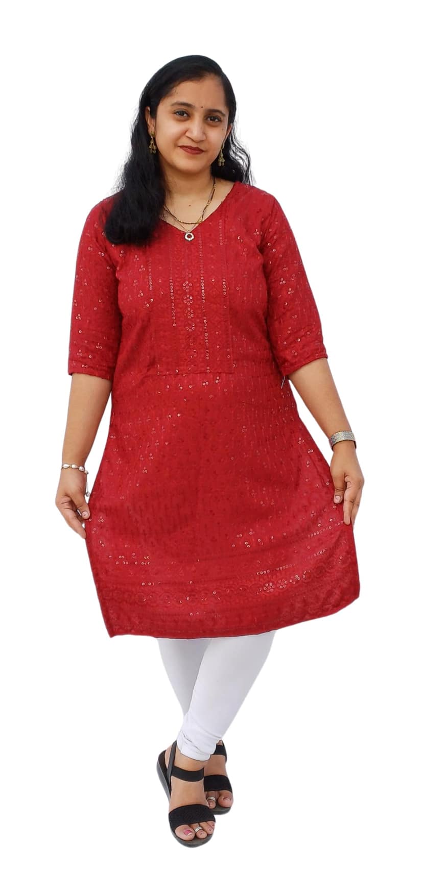 Mom and Me Rayon Chikankari Kurta/Kurti for Women, Soft, Casual Wear, No Bottom, Colours: Black, Maroon, Navy Blue, Pink, Red, White, Yellow, Sizes: S, M, L, XL, 2XL, 3XL (XXX-Large, Maroon)