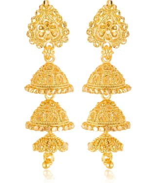 VIVASTRI Golden Jhumki Earrings ( Pack of 1 )