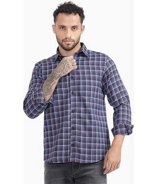 TrendiVastra Cotton Blend Slim Fit Checks Full Sleeves Men's Casual Shirt - White ( Pack of 1 )