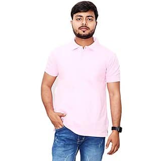 U Light Men Polo Casual Regular Fit Solid Polo Collar Neck T-Shirt