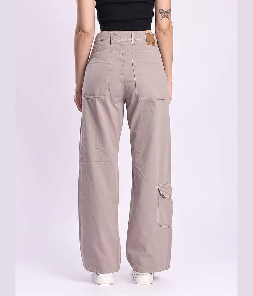 Bene Kleed Women Cotton Casual Trousers ( Grey ) view 5