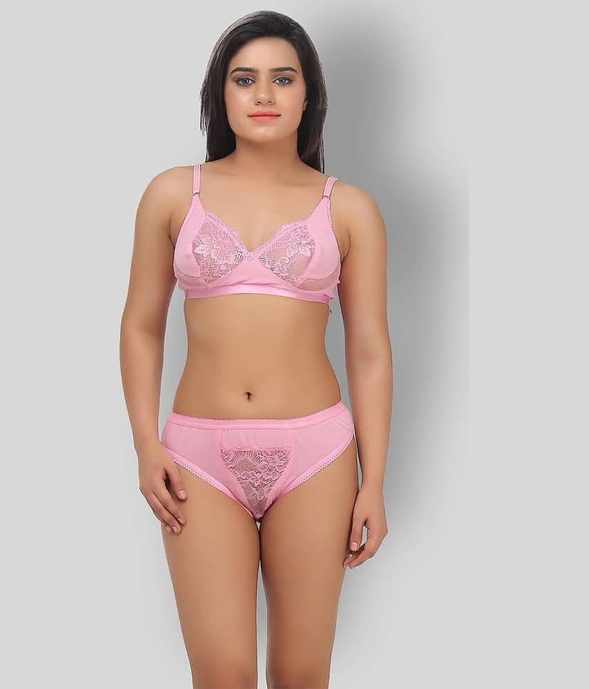 TCG - Pink Lace Embroidered Women's Maternity Bra & Panty Set ( Pack of 1 )