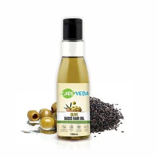 CareVeda Olive Oasis Hair Oil 100ml | Enriched with Bakuchi & Til Oil | Nourishing Hair Oil for All Hair Types | Deep Sc