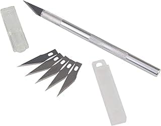 GLUN® Precision Art Knife with 5 Interchangeable Sharp Blades for Carving & Mat Cutting Paper Cardboard Sheets Craft Razor Cutter Blade Art Pencil pack of 1