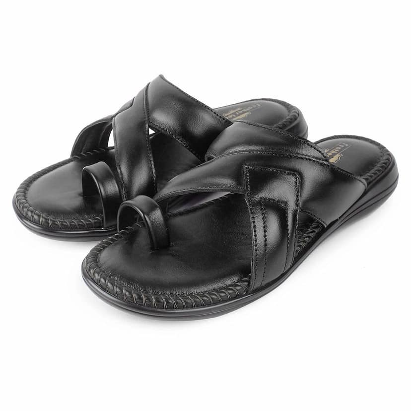 FEATHER LEATHER Genuine Leather Men's Flip-Flops Casual Slippers/Sandals for Office or Daily Use Outdoor/Indoor view 5