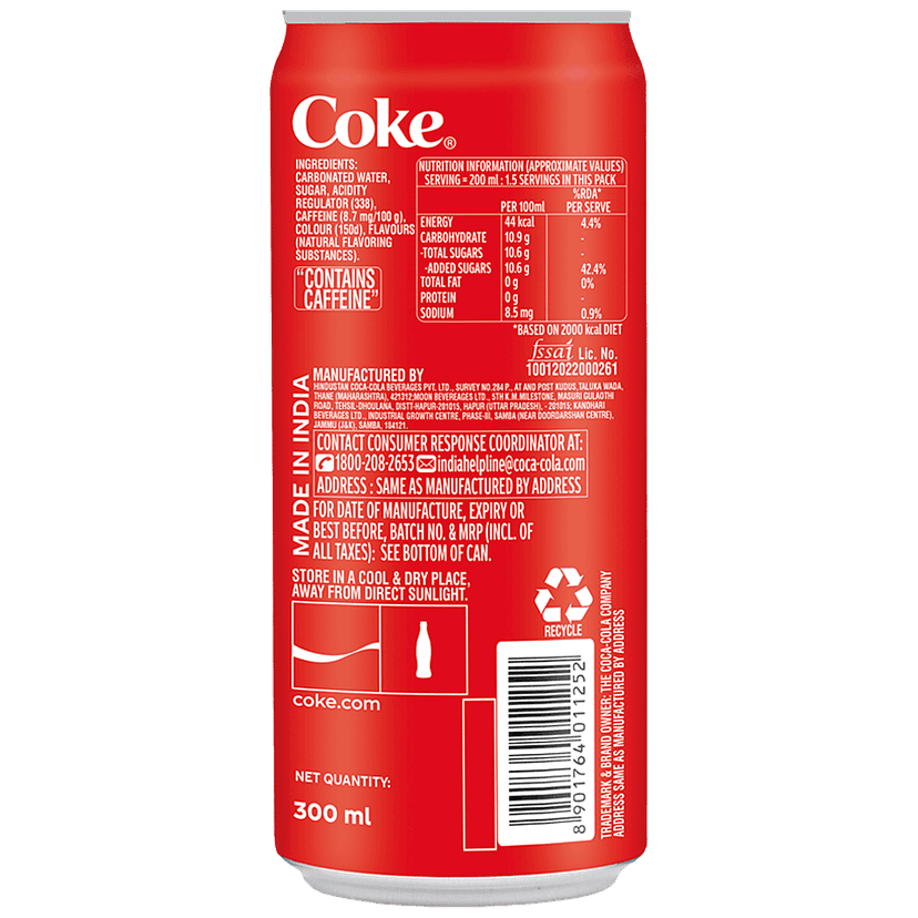 Coca Cola Original Taste Soft Drink, 300 Ml Can view 2