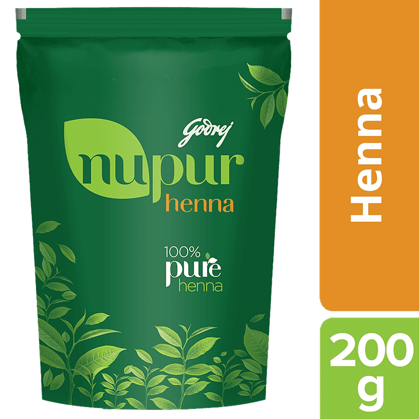 Godrej Nupur 100% Pure Henna/Mehendi - Natural Conditioning & Anti-Dandruff Hair Colour Solution, 200 G