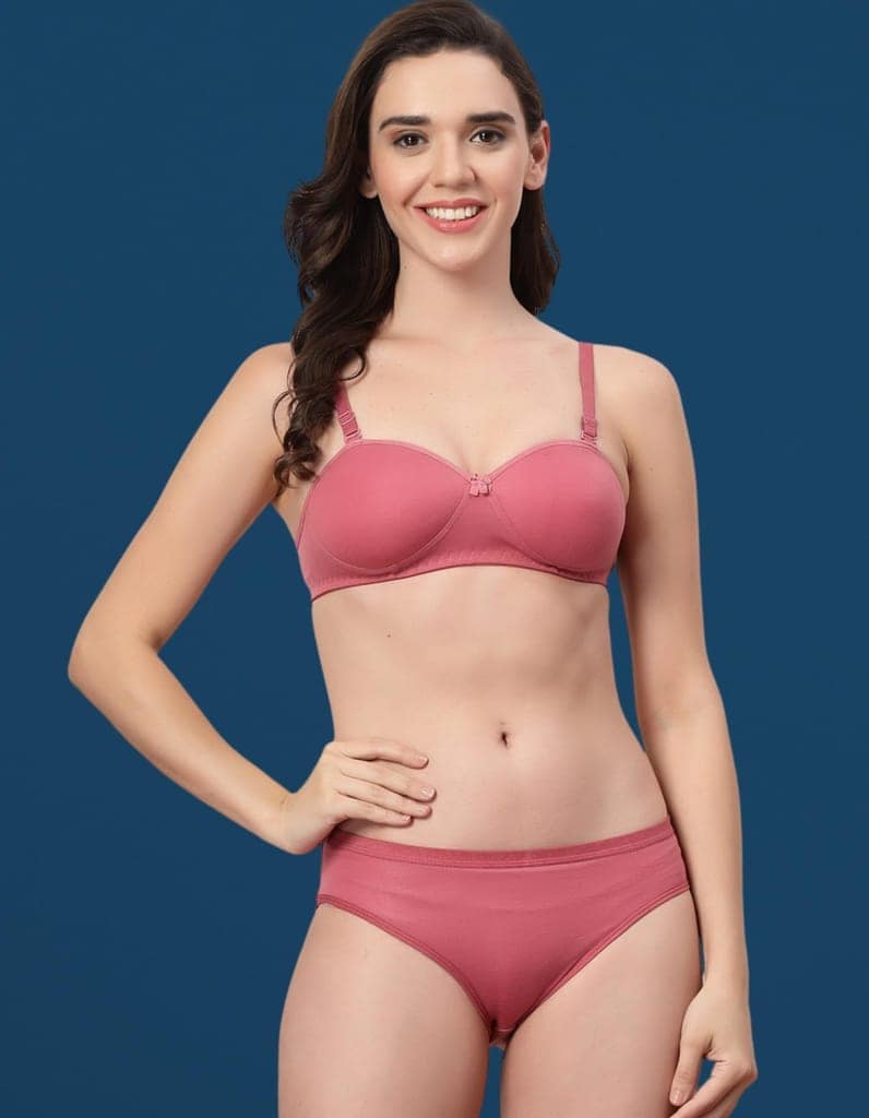 ADORNSTAR Bra Panty Set Sexy Lingerie Set for Women Pack of 3 Pink view 3