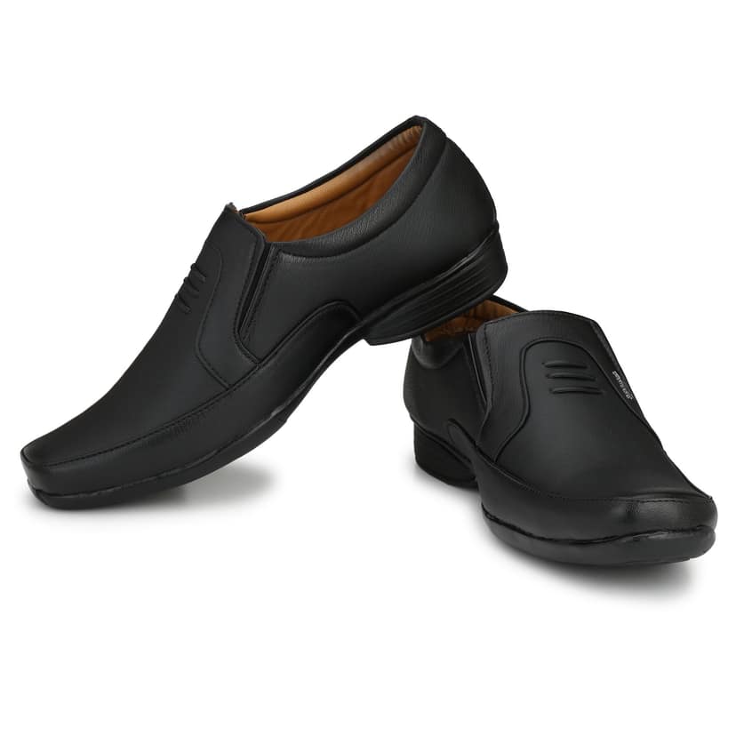Stylelure Synthetic Leather Black Formal Office Shoes Slip On For Men view 5