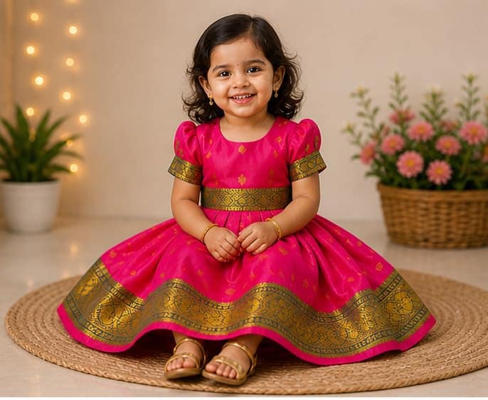 LUSTER baby-Girls Knee Length Silk Satin Frock (Month 0-6, 6-12, 12-18) (0-3 Months, Pink) view 2