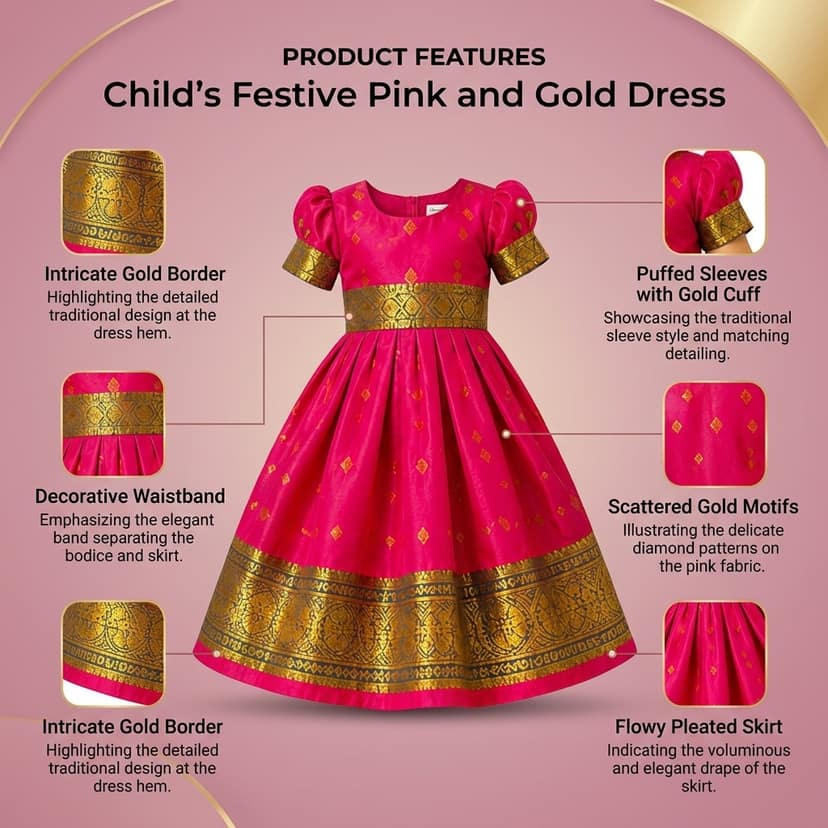 LUSTER baby-Girls Knee Length Silk Satin Frock (Month 0-6, 6-12, 12-18) (0-3 Months, Pink) view 4