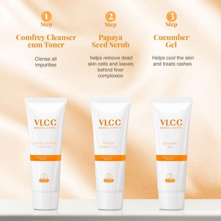 VLCC Papaya Fruit Facial kit for Blemish Free & Fairer Complexion (60gm) view 7