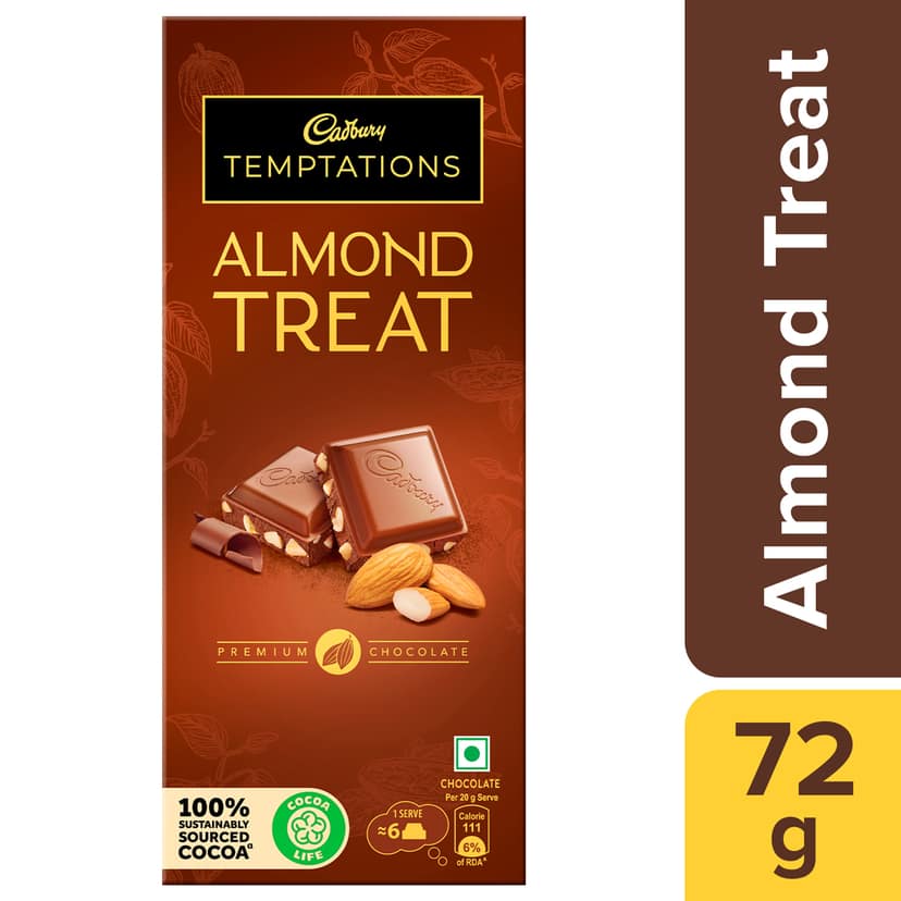 Cadbury Temptations Almond Treat Premium Chocolate Bar, 72 g view 2