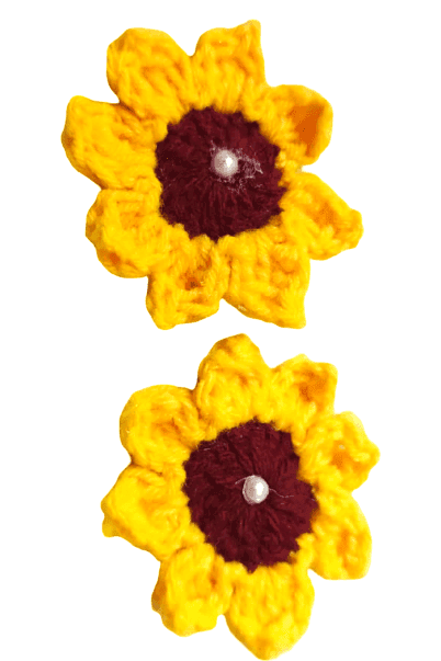 Handmade Crochet Flower Applique (Yellow Sunflower Style) view 3