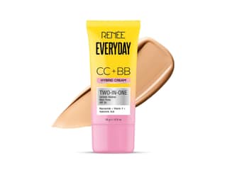 RENEE Everyday CC + BB Hybrid Cream With SPF 20, Corrects Redness, Blurs Pores, Refines Skin Tone, Hydrates Skin, With Hyaluronic Acid & Niacinamide, Lightweight, Buildable Coverage, 20 g - Honey Drop