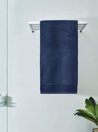 DDECOR - Platina Collection 100% Cotton Bomboo Plains And Textures Pattern 520TC Bath Towel |75 CM X 150 CM| - Blue
