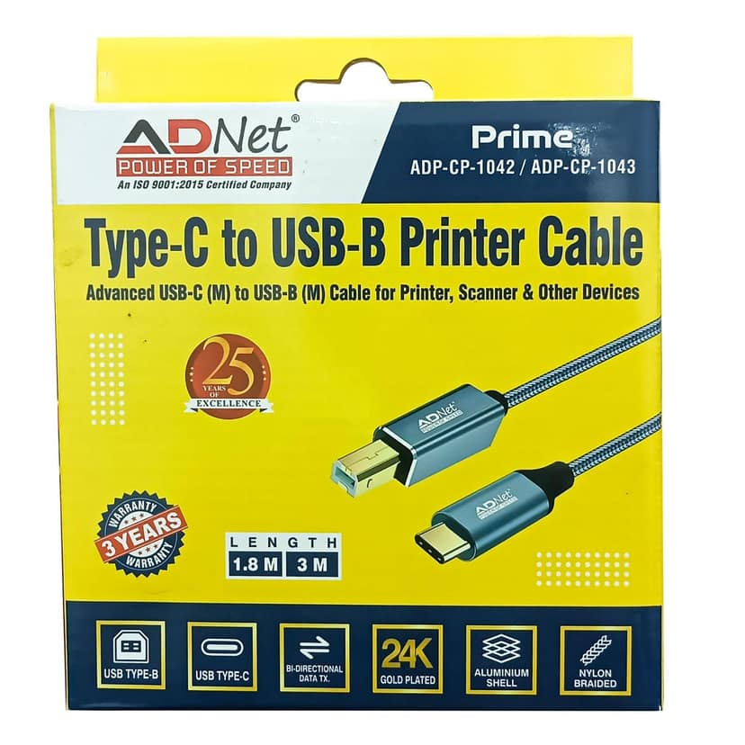 Type C to USB B Printer Cable 1.8mtr High Speed Printer Cable for Printers Scanners and Other Divices view 2