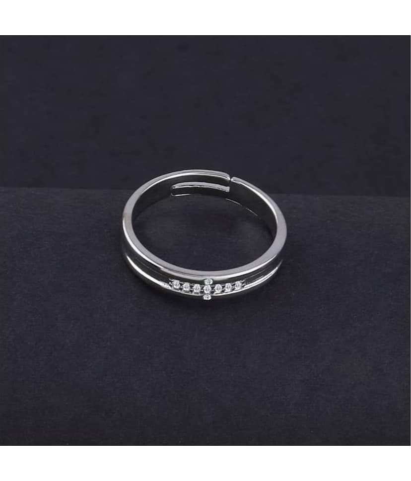 Silver Plated Stylish Solitaire Adjustable Ring For women Girls view 2