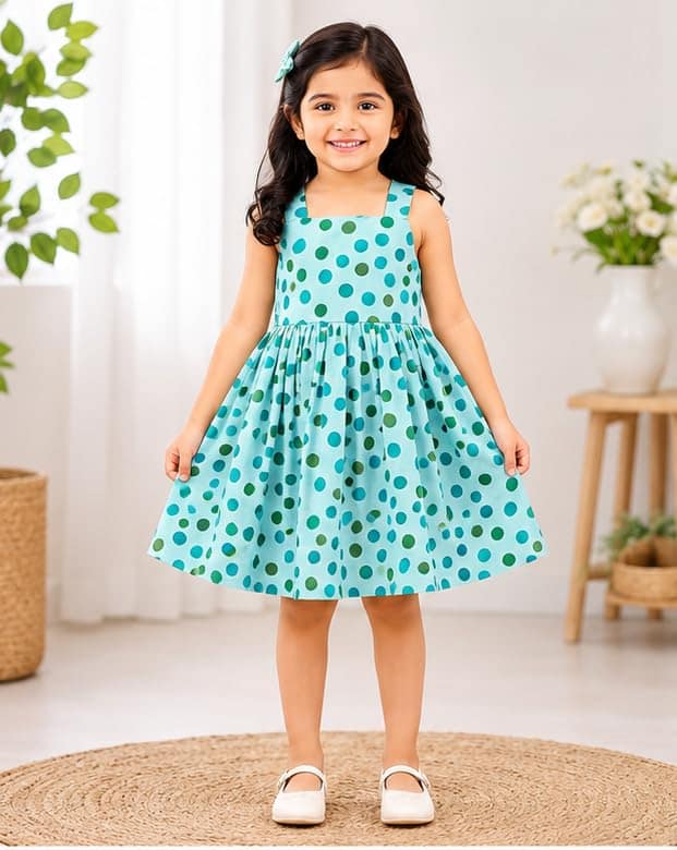 luster Baby Girls' Cambric Cotton Frock Age (1 to 5) (5-6 Years, Pista) view 2
