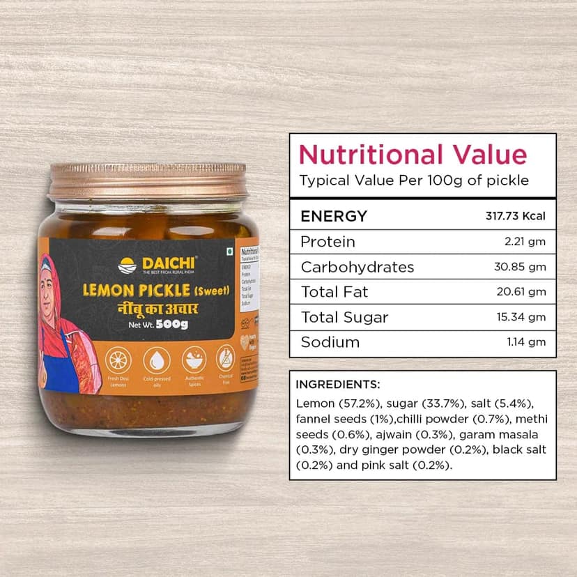 Homemade Achar Combo Saver Pack | Lemon Sweet + Lemon Khatta | Cured in Cold-Pressed Mustard Oil | No Preservatives (Pack of 2) view 5