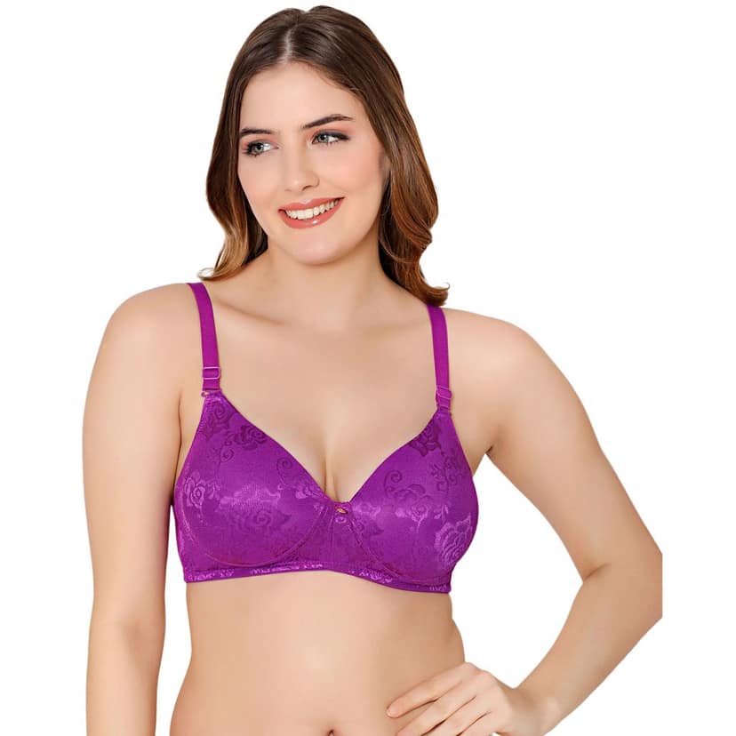 Bodycare nylon spandex wirefree adjustable straps designer net seamless padded bra-6574CO