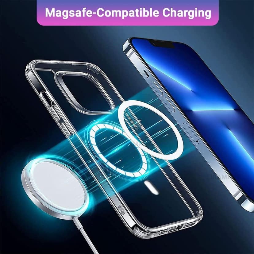 LIRAMARK Magnetic MagSafe Compatible Protective Clear TPU Case for Apple iPhone 13 (6.1 inches, Transparent) view 3
