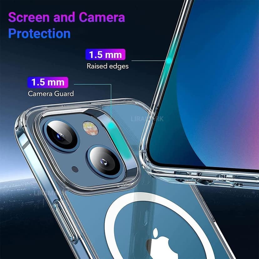 LIRAMARK Magnetic MagSafe Compatible Protective Clear TPU Case for Apple iPhone 13 (6.1 inches, Transparent) view 4