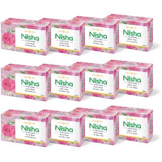 Nisha Soaps For Bath 100g - Exotic Rose, Enriched with Natural Ingredients (Pack OF 12)