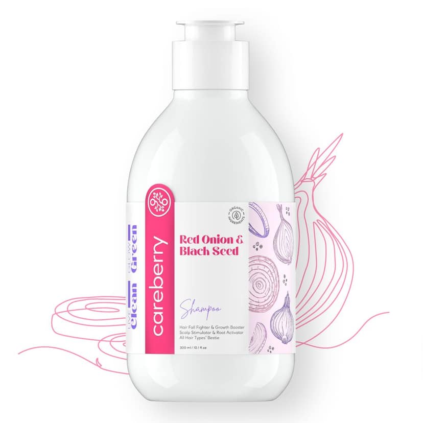 Careberry Red Onion & Black Seed Stimulating Shampoo, Hair Growth & Hair Fall Control, Ayush Certified Ayurvedic, Sulphate & Paraben Free 300ml view 3