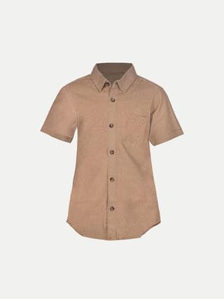 Boys All-over Printed Blossoms Brown Shirt