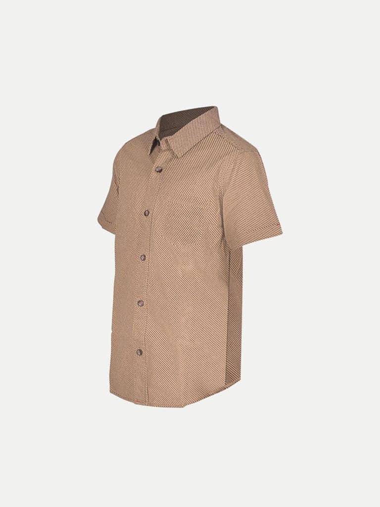 Boys All-over Printed Blossoms Brown Shirt view 2