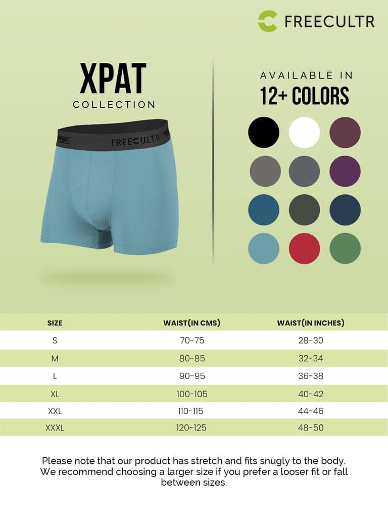 FREECULTR Men's Underwear Anti Bacterial Micromodal Airsoft Trunk - Non Itch No Chaffing Sweat Proof - Pack of 3 (Martini Blue, Ash Grey, Cloud White) view 7