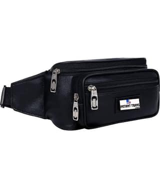 TRANSLUGGAGE Leather Black Waist Pouch