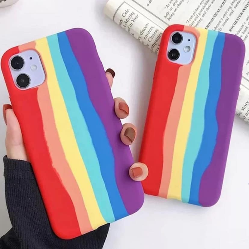 Generic Rainbow Colourfull Silicone Soft Back Case Cover for iPhone 12/12 Pro (6.1") Back Cover, Shock-Absorbing, Scratch-Resistant, Matte Finish (Multi Colour) view 2
