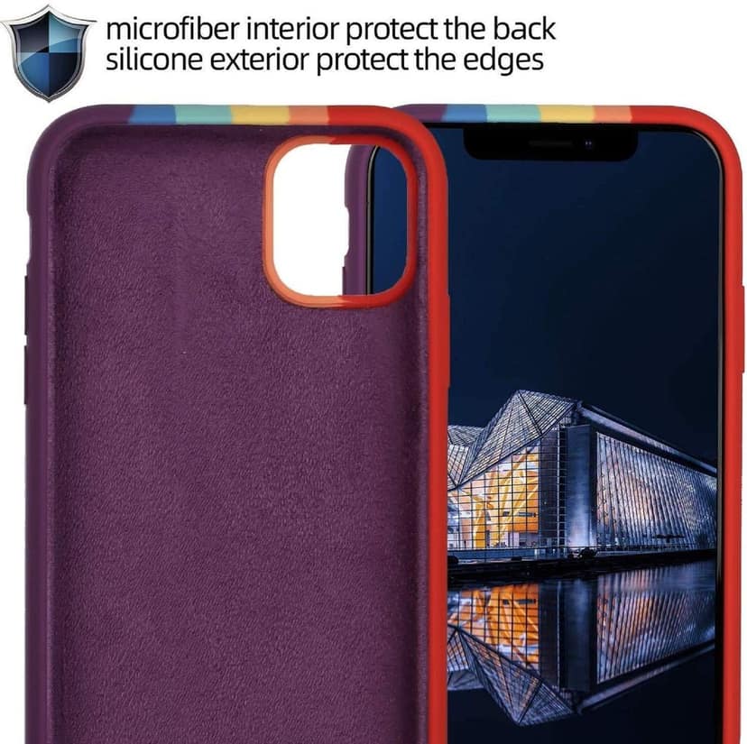 Generic Rainbow Colourfull Silicone Soft Back Case Cover for iPhone 12/12 Pro (6.1") Back Cover, Shock-Absorbing, Scratch-Resistant, Matte Finish (Multi Colour) view 3