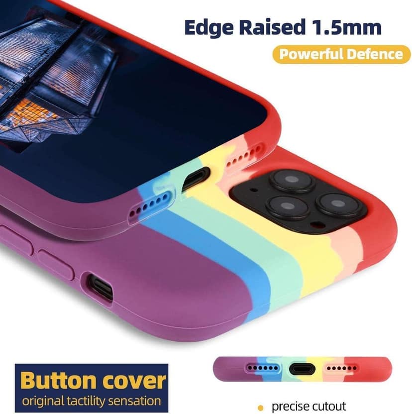Generic Rainbow Colourfull Silicone Soft Back Case Cover for iPhone 12/12 Pro (6.1") Back Cover, Shock-Absorbing, Scratch-Resistant, Matte Finish (Multi Colour) view 4