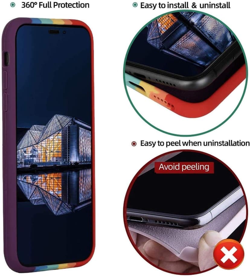 Generic Rainbow Colourfull Silicone Soft Back Case Cover for iPhone 12/12 Pro (6.1") Back Cover, Shock-Absorbing, Scratch-Resistant, Matte Finish (Multi Colour) view 5