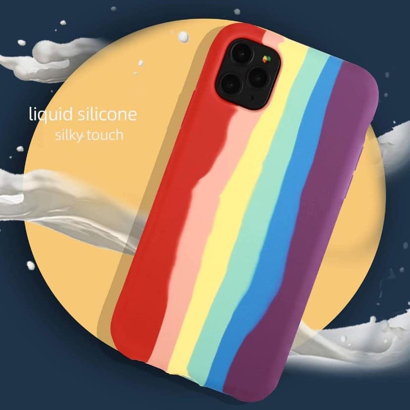 Generic Rainbow Colourfull Silicone Soft Back Case Cover for iPhone 12/12 Pro (6.1") Back Cover, Shock-Absorbing, Scratch-Resistant, Matte Finish (Multi Colour) view 6