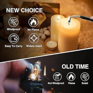 Gas Lighter for Kitchen Use C-Type Rechargeable Electric Gas Stove Candle Lighter with USB Charging Port 400 Uses in Single Charge view 3