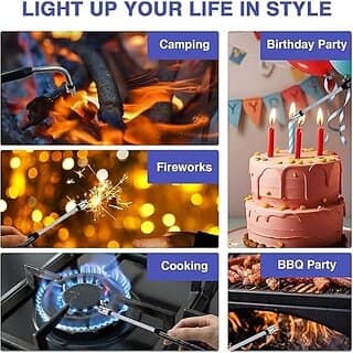 Gas Lighter for Kitchen Use C-Type Rechargeable Electric Gas Stove Candle Lighter with USB Charging Port 400 Uses in Single Charge view 6